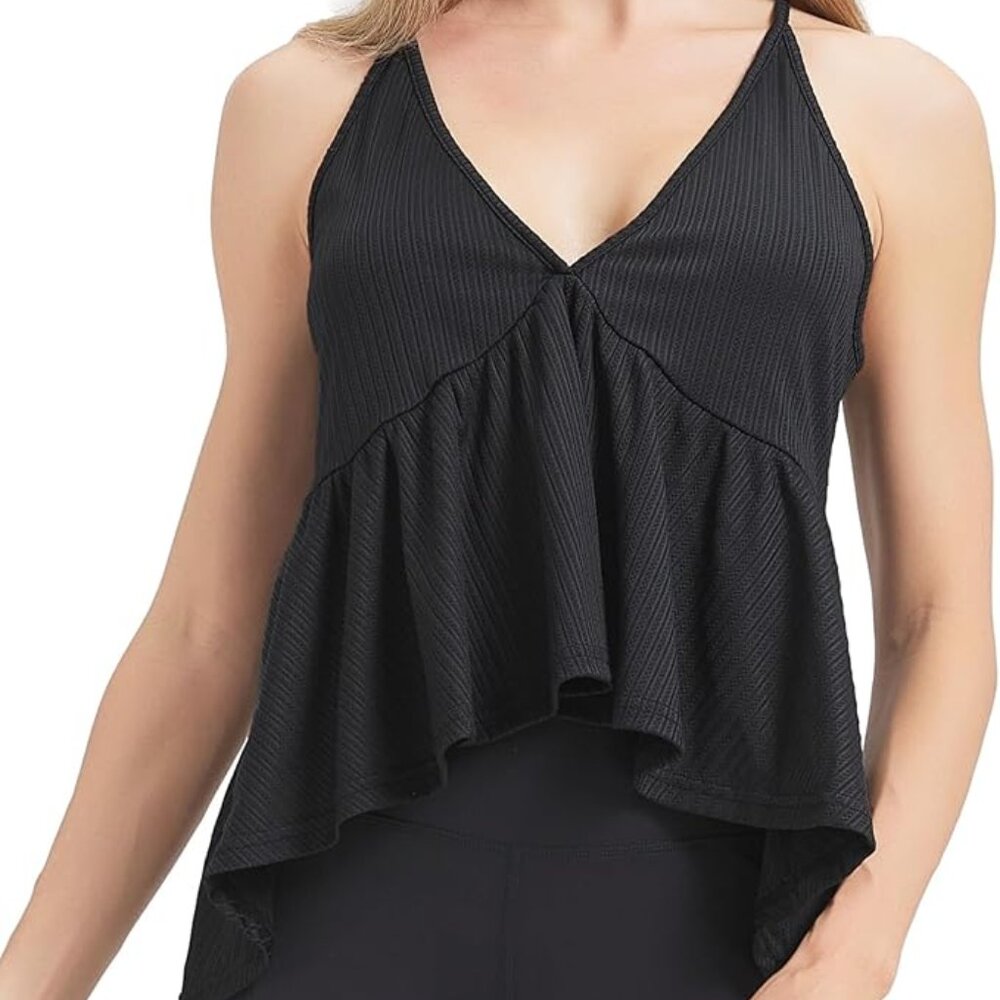 NWT! Cute and Flirty Sleeveless Top w/ Tapered Ruffle Hem & Racerback Design- LG